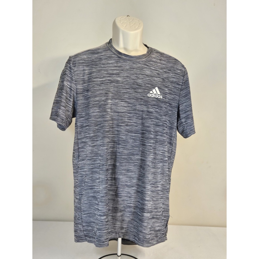 Adidas Mens Gray Space Dye Heathered Short Sleeve‎ Athletic T-Shirt Size S